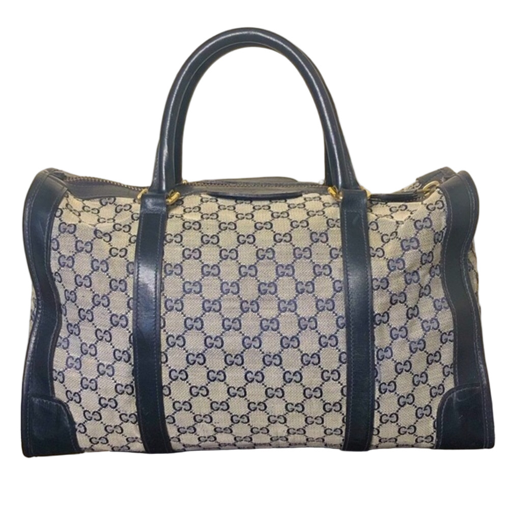 GUCCI Navy Boston GG Monogram Top Handle Duffle Bag COMES WITH: Gucci Dust Bag